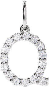 14K Gold Round Lab-Grown Diamond Accented Initial Necklace – up to 1/8 CTW - White Gold