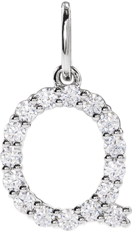 14K Gold Round Lab-Grown Diamond Accented Initial Necklace – up to 1/8 CTW - White Gold
