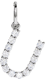 14K Gold Round Lab-Grown Diamond Accented Initial Necklace – up to 1/8 CTW - White Gold