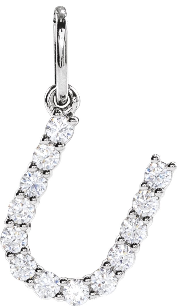 14K Gold Round Lab-Grown Diamond Accented Initial Necklace – up to 1/8 CTW - White Gold
