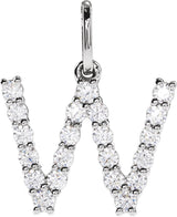 14K Gold Round Lab-Grown Diamond Accented Initial Necklace – up to 1/8 CTW - White Gold
