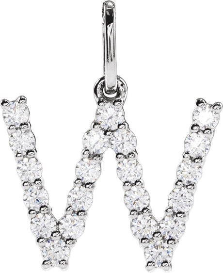 14K Gold Round Lab-Grown Diamond Accented Initial Necklace – up to 1/8 CTW - White Gold