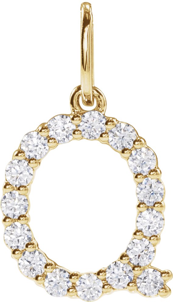 14K Gold Round Lab-Grown Diamond Accented Initial Necklace – up to 1/8 CTW - Yellow Gold