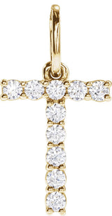 14K Gold Round Lab-Grown Diamond Accented Initial Necklace – up to 1/8 CTW - Yellow Gold