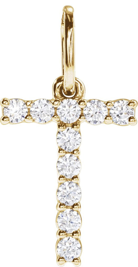 14K Gold Round Lab-Grown Diamond Accented Initial Necklace – up to 1/8 CTW - Yellow Gold