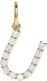14K Gold Round Lab-Grown Diamond Accented Initial Necklace – up to 1/8 CTW - Yellow Gold