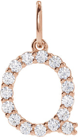 14K Gold Round Lab-Grown Diamond Accented Initial Necklace – up to 1/8 CTW - Rose Gold