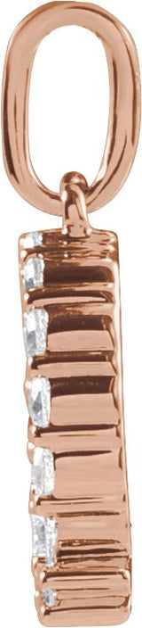14K Gold Round Lab-Grown Diamond Accented Initial Necklace – up to 1/8 CTW - Rose Gold - view 2