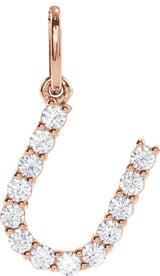 14K Gold Round Lab-Grown Diamond Accented Initial Necklace – up to 1/8 CTW - Rose Gold