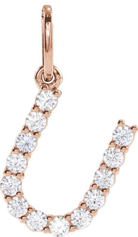 14K Gold Round Lab-Grown Diamond Accented Initial Necklace – up to 1/8 CTW - Rose Gold