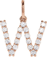 14K Gold Round Lab-Grown Diamond Accented Initial Necklace – up to 1/8 CTW - Rose Gold