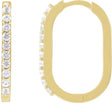 14K Gold Round Natural White Sapphire Accented Elongated Hoop Earrings – 20x13.39mm - Yellow Gold