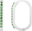 Platinum Round Natural Tsavorite Garnet Accented Elongated Hoop Earrings – 20x13.39mm – 1.5mm Stones