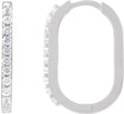 Platinum Round Natural White Sapphire Accented Elongated Hoop Earrings – 20x13.39mm
