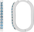 Platinum Round Natural London Blue Topaz Accented Elongated Hoop Earrings – 20x13.39mm – 1.5mm Stones