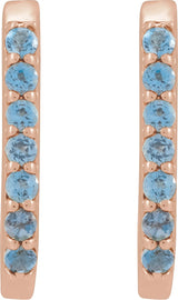 14K Gold Round Natural London Blue Topaz Accented Elongated Hoop Earrings - Rose Gold - view 2