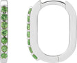 14K Gold Round Natural Tsavorite Garnet Accented Elongated Hoop Earrings - White Gold