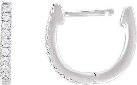 14K Gold Round Lab-Grown Diamond Accented U-Hoop Earrings – 13x12.33mm - White Gold