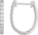 14K Gold Round Lab-Grown Diamond Accented U-Hoop Earrings – 13x12.33mm - White Gold