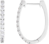 14K Gold Round Lab-Grown Diamond Accented U-Hoop Earrings – 13x12.33mm - White Gold