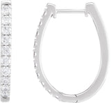 14K Gold Round Lab-Grown Diamond Accented U-Hoop Earrings – 13x12.33mm - White Gold