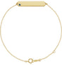 14K Gold Round Natural Blue Sapphire Engravable Geometric Bracelet - Yellow Gold