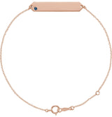 14K Gold Round Natural Blue Sapphire Engravable Geometric Bracelet - Rose Gold