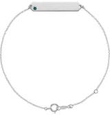 14K Gold Round Lab-Grown Alexandrite Engravable Geometric Bracelet - White Gold