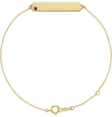 14K Gold Round Natural Amethyst Engravable Geometric Bracelet - Yellow Gold