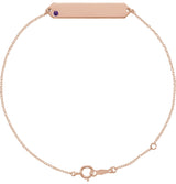 14K Gold Round Natural Amethyst Engravable Geometric Bracelet - Rose Gold