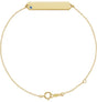 14K Gold Round Natural Aquamarine Engravable Geometric Bracelet - Yellow Gold