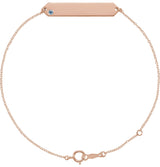 14K Gold Round Natural Aquamarine Engravable Geometric Bracelet - Rose Gold