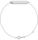 14K Gold Round Natural Citrine Engravable Geometric Bracelet - White Gold