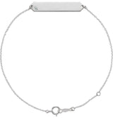 14K Gold Round Natural Diamond Engravable Geometric Bracelet - White Gold