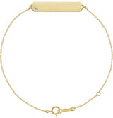 14K Gold Round Natural Diamond Engravable Geometric Bracelet - Yellow Gold