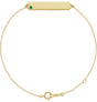 14K Gold Round Natural Emerald Engravable Geometric Bracelet - Yellow Gold