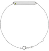 14K Gold Round Natural Peridot Engravable Geometric Bracelet - White Gold