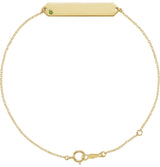 14K Gold Round Natural Peridot Engravable Geometric Bracelet - Yellow Gold