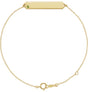 14K Gold Round Natural Peridot Engravable Geometric Bracelet - Yellow Gold