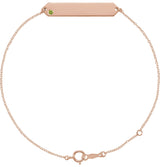 14K Gold Round Natural Peridot Engravable Geometric Bracelet - Rose Gold