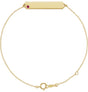 14K Gold Round Natural Ruby Engravable Geometric Bracelet - Yellow Gold