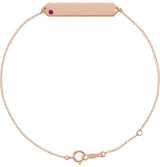 14K Gold Round Natural Ruby Engravable Geometric Bracelet - Rose Gold