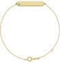 14K Gold Round Natural Blue Zircon Engravable Geometric Bracelet - Yellow Gold