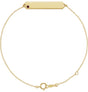 14K Gold Round Natural Mozambique Garnet Engravable Geometric Bracelet - Yellow Gold