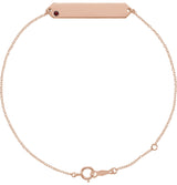14K Gold Round Natural Mozambique Garnet Engravable Geometric Bracelet - Rose Gold