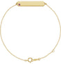 14K Gold Round Natural Pink Tourmaline Engravable Geometric Bracelet - Yellow Gold