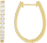 14K Gold Round Lab-Grown Diamond Accented U-Hoop Earrings – 13x12.33mm - Yellow Gold
