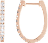 14K Gold Round Lab-Grown Diamond Accented U-Hoop Earrings – 13x12.33mm - Rose Gold