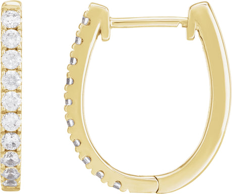 14K Gold Round Lab-Grown Diamond Accented U-Hoop Earrings – 13x12.33mm - Yellow Gold