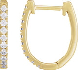 14K Gold Round Lab-Grown Diamond Accented U-Hoop Earrings – 13x12.33mm - Yellow Gold
